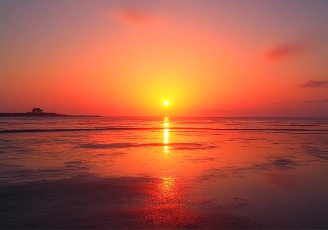 갯벌 위로 아름다운 노을이 지는 서해 바다